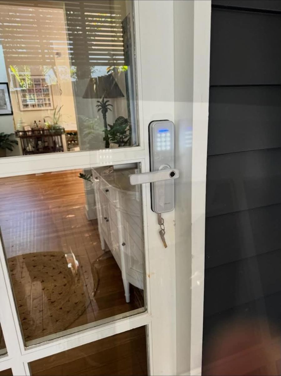 Keypad lock on French doors